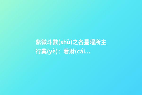 紫微斗數(shù)之各星曜所主行業(yè)：看財(cái)運(yùn)