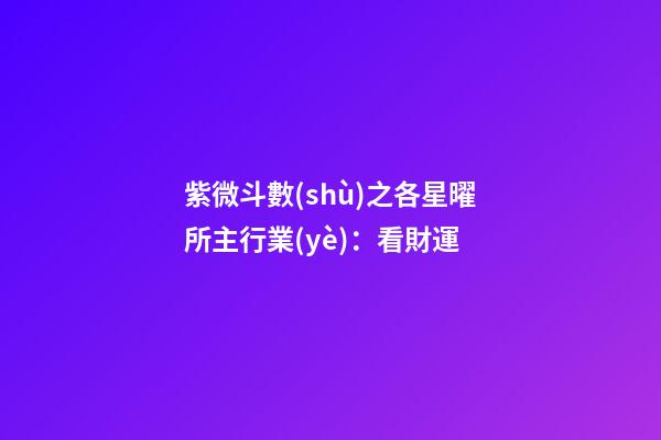 紫微斗數(shù)之各星曜所主行業(yè)：看財運