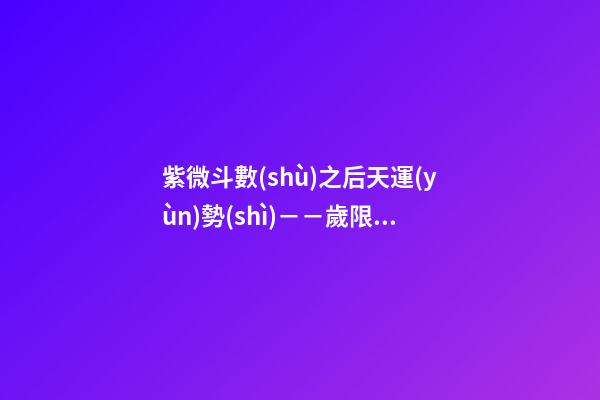 紫微斗數(shù)之后天運(yùn)勢(shì)－－歲限的分析推斷：大限入十二宮人事吉兇簡(jiǎn)