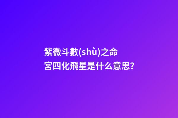 紫微斗數(shù)之命宮四化飛星是什么意思？