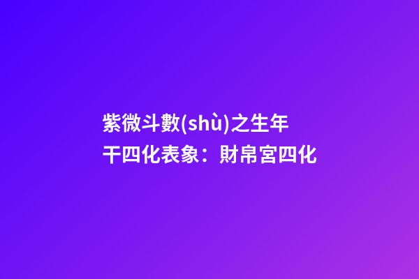 紫微斗數(shù)之生年干四化表象：財帛宮四化