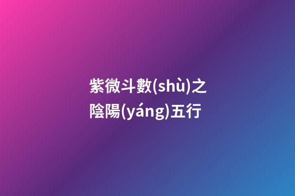 紫微斗數(shù)之陰陽(yáng)五行