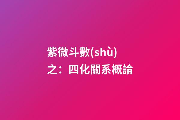 紫微斗數(shù)之：四化關系概論
