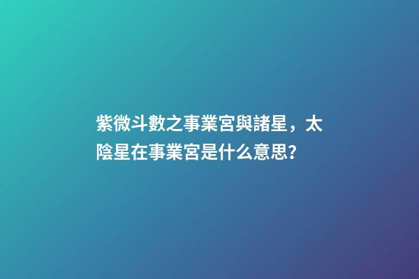 紫微斗數之事業宮與諸星，太陰星在事業宮是什么意思？