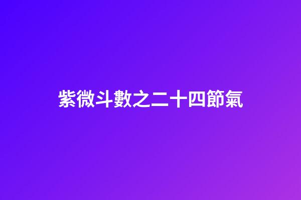 紫微斗數之二十四節氣