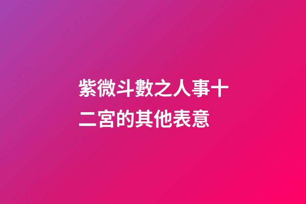 紫微斗數之人事十二宮的其他表意