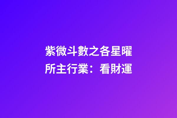 紫微斗數之各星曜所主行業：看財運