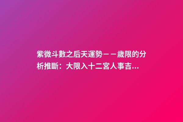 紫微斗數之后天運勢－－歲限的分析推斷：大限入十二宮人事吉兇簡