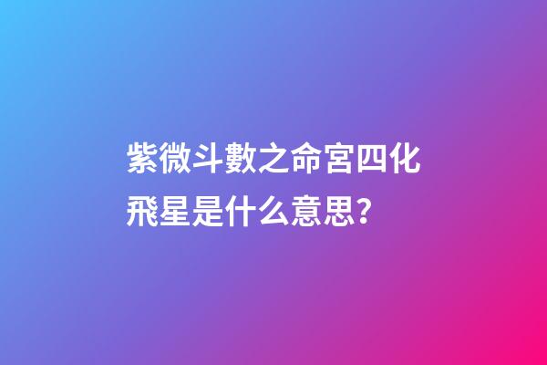 紫微斗數之命宮四化飛星是什么意思？