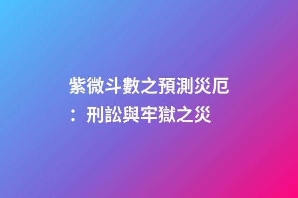 紫微斗數之預測災厄：刑訟與牢獄之災