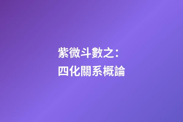 紫微斗數之：四化關系概論