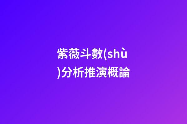 紫薇斗數(shù)分析推演概論