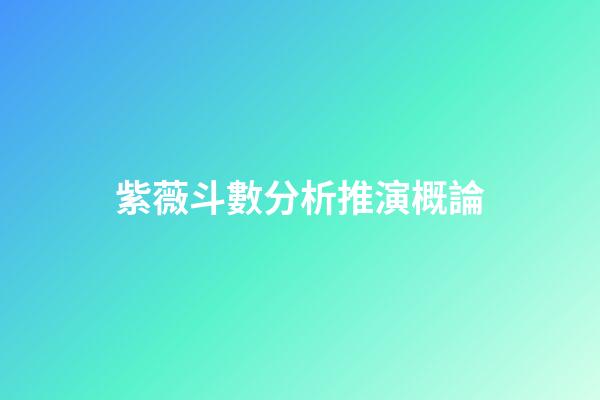紫薇斗數分析推演概論