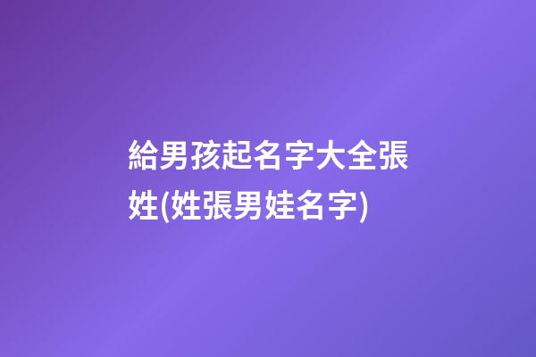 給男孩起名字大全張姓(姓張男娃名字)