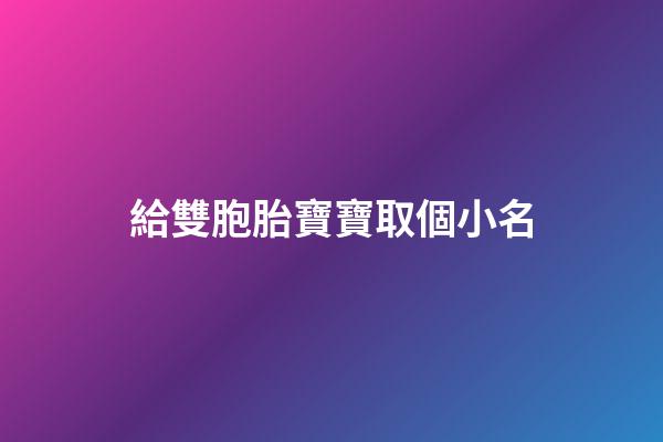 給雙胞胎寶寶取個小名(給雙胞胎寶寶起小名)-第1張-寶寶起名-玄機派
