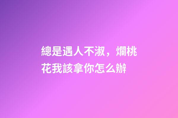 總是遇人不淑，爛桃花我該拿你怎么辦