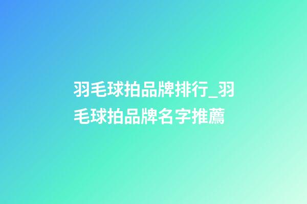 羽毛球拍品牌排行_羽毛球拍品牌名字推薦-第1張-商標起名-玄機派