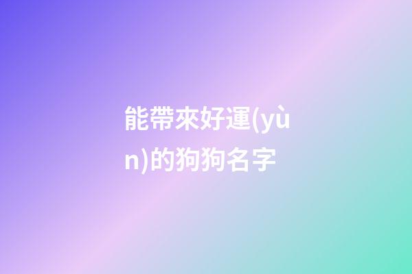 能帶來好運(yùn)的狗狗名字