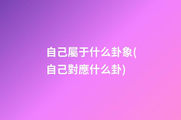 自己屬于什么卦象(自己對應什么卦)