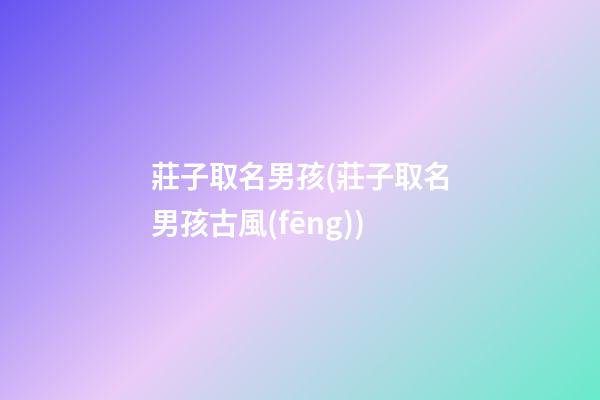 莊子取名男孩(莊子取名男孩古風(fēng))