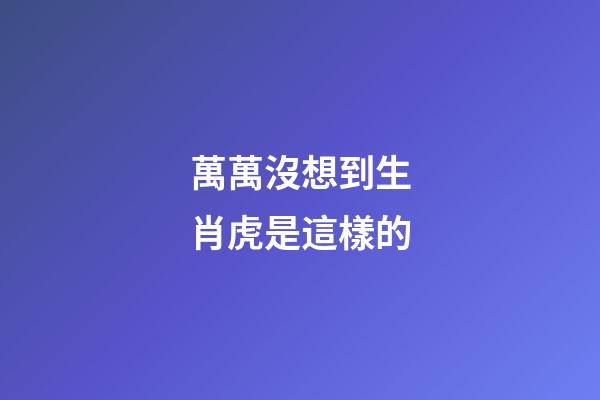 萬萬沒想到生肖虎是這樣的