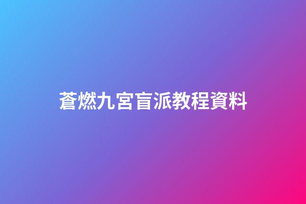 蒼燃九宮盲派教程.資料