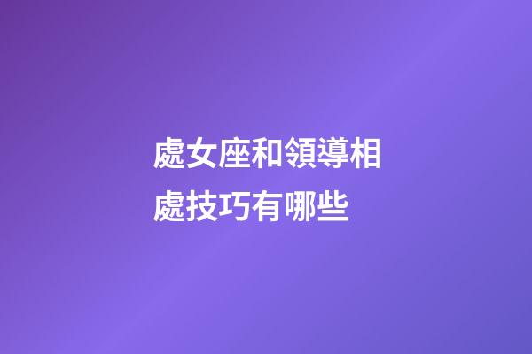 處女座和領導相處技巧有哪些-第1張-星座運勢-玄機派