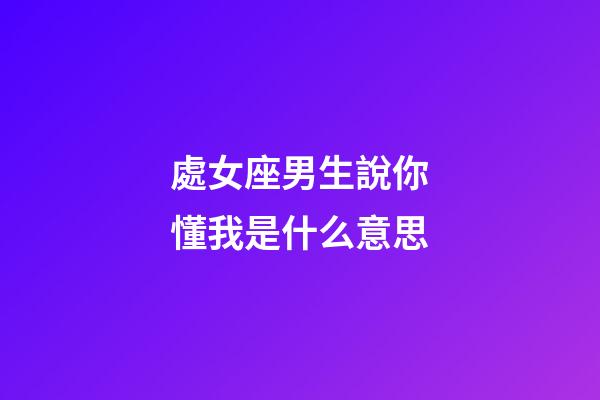 處女座男生說你懂我是什么意思