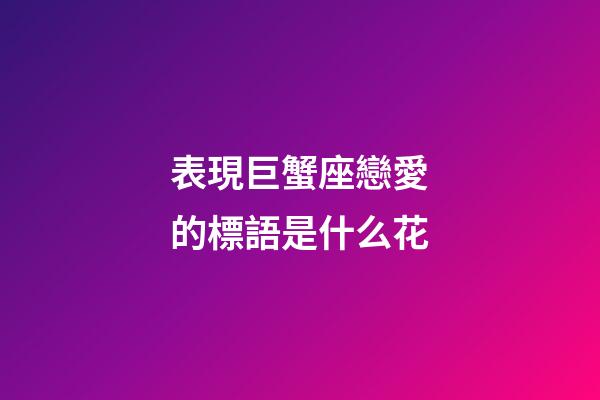 表現巨蟹座戀愛的標語是什么花