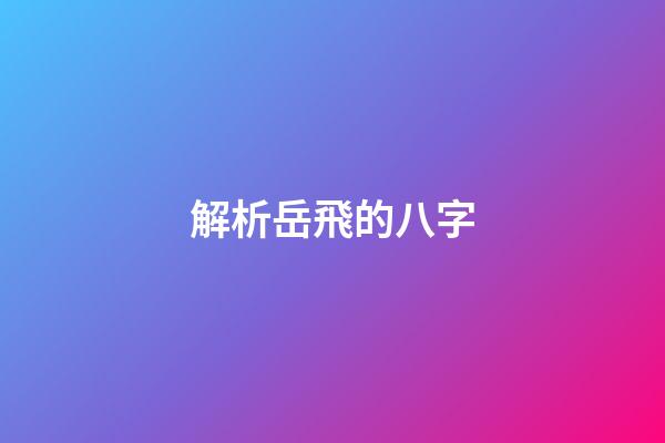 解析岳飛的八字