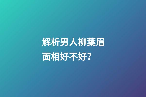 解析男人柳葉眉面相好不好？