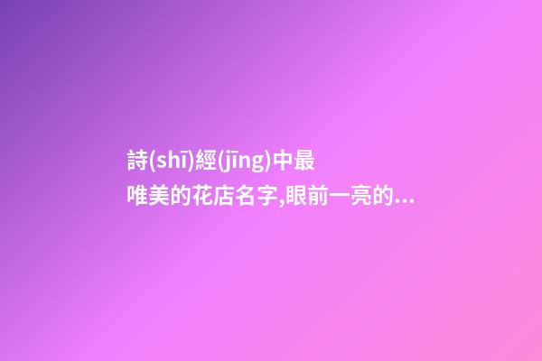詩(shī)經(jīng)中最唯美的花店名字,眼前一亮的花店名字