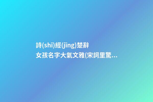 詩(shī)經(jīng)楚辭女孩名字大氣文雅(宋詞里驚艷眾生名字)