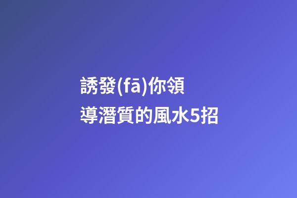 誘發(fā)你領導潛質的風水5招