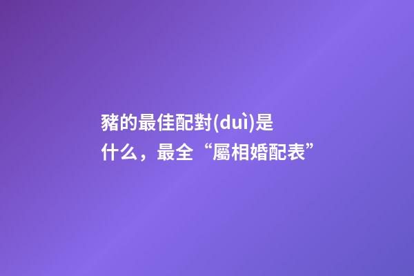 豬的最佳配對(duì)是什么，最全“屬相婚配表”-第1張-觀點(diǎn)-玄機(jī)派