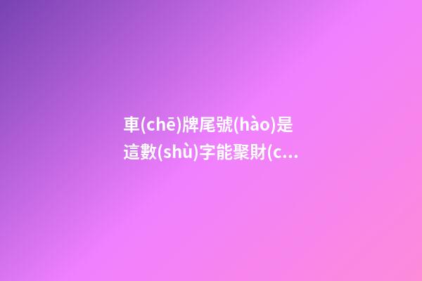 車(chē)牌尾號(hào)是這數(shù)字能聚財(cái)！