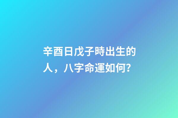 辛酉日戊子時出生的人，八字命運如何？