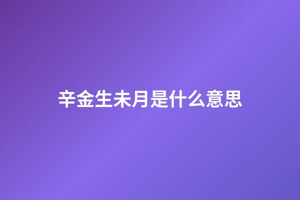 辛金生未月是什么意思