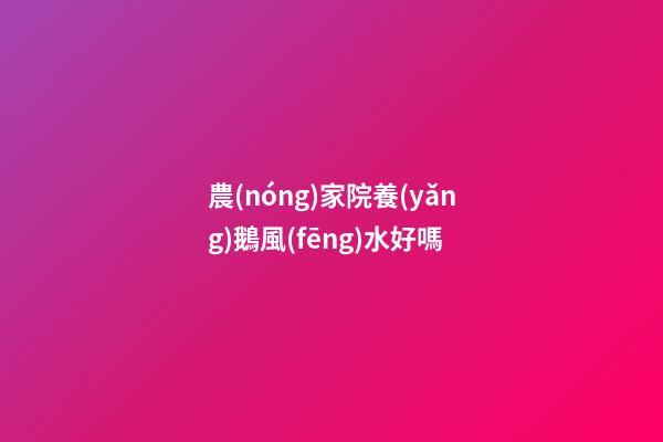 農(nóng)家院養(yǎng)鵝風(fēng)水好嗎