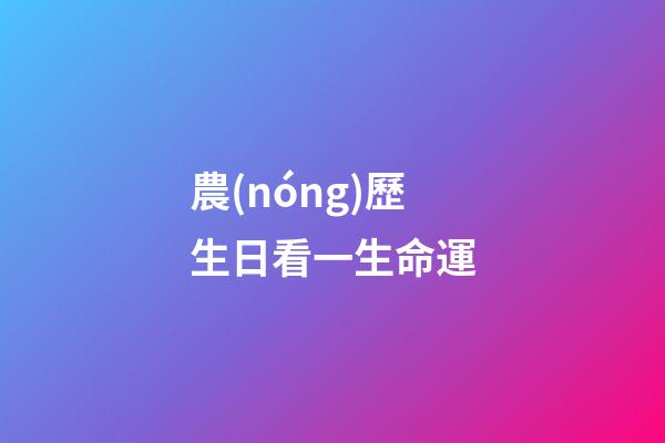 農(nóng)歷生日看一生命運