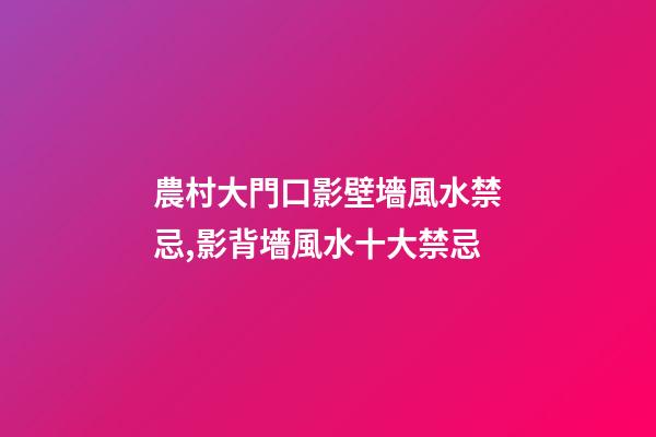 農村大門口影壁墻風水禁忌,影背墻風水十大禁忌