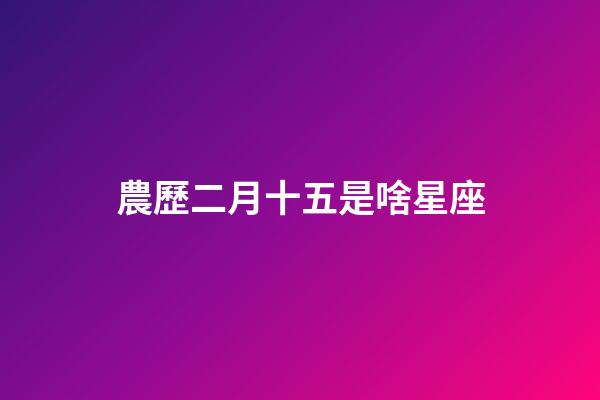 農歷二月十五是啥星座