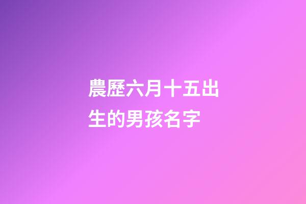 農歷六月十五出生的男孩名字(農歷六月十五出生的男孩名字大全)-第1張-男孩起名-玄機派