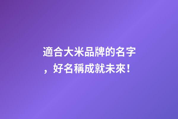 適合大米品牌的名字，好名稱成就未來！-第1張-商標起名-玄機派