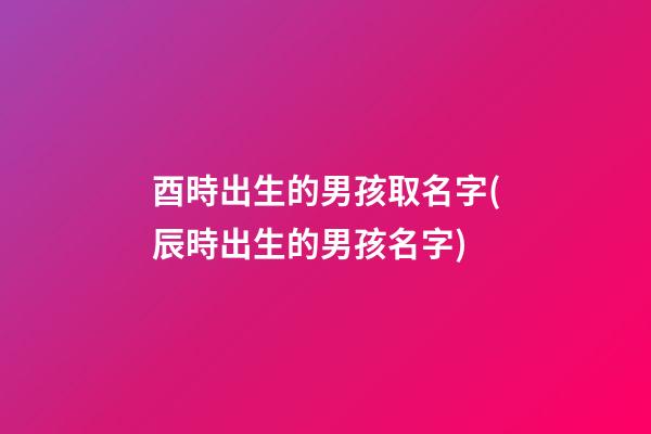 酉時出生的男孩取名字(辰時出生的男孩名字)