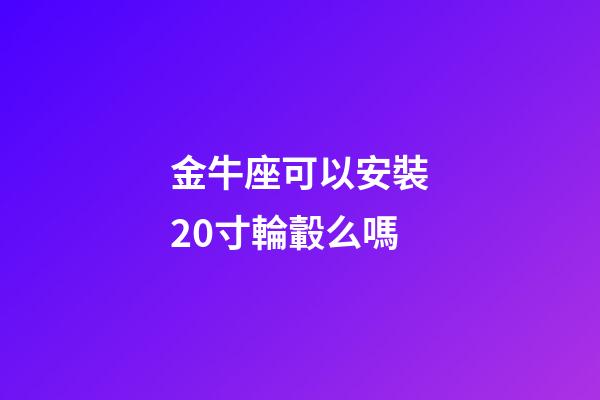 金牛座可以安裝20寸輪轂么嗎