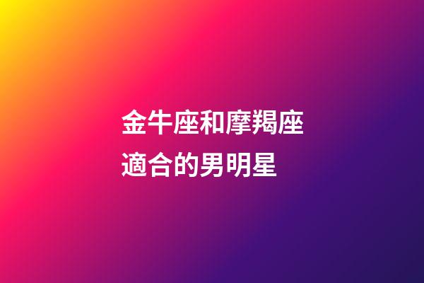 金牛座和摩羯座適合的男明星-第1張-星座運勢-玄機派