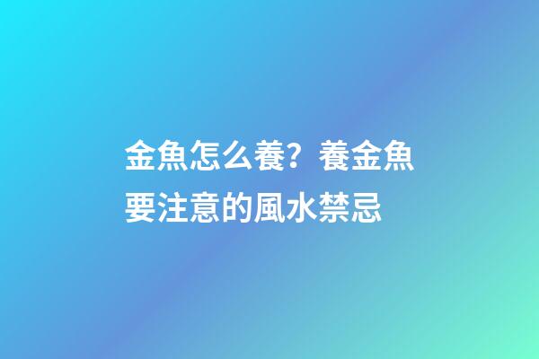 金魚怎么養？養金魚要注意的風水禁忌