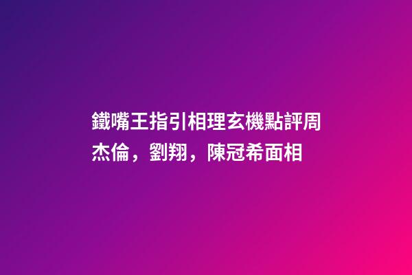 鐵嘴王指引相理玄機點評周杰倫，劉翔，陳冠希面相