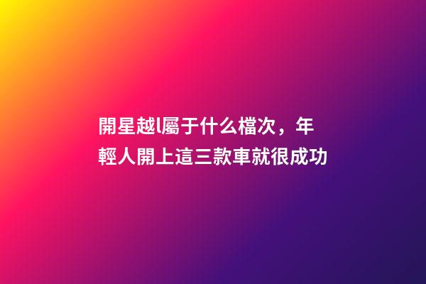 開星越l屬于什么檔次，年輕人開上這三款車就很成功-第1張-觀點-玄機派